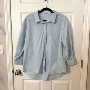 JustFab Light Blue Oversized Poplin Shirt (Small)